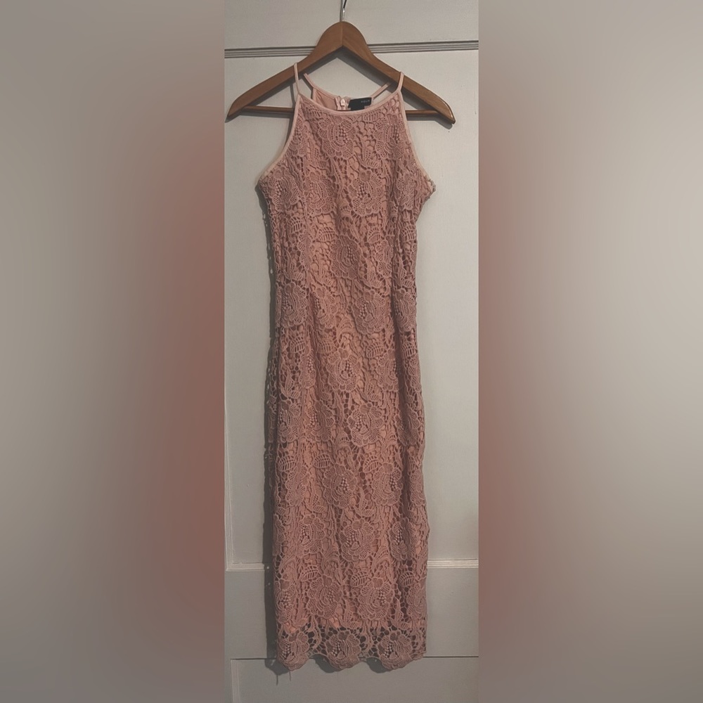 AQUA Light Pink Midi Dress